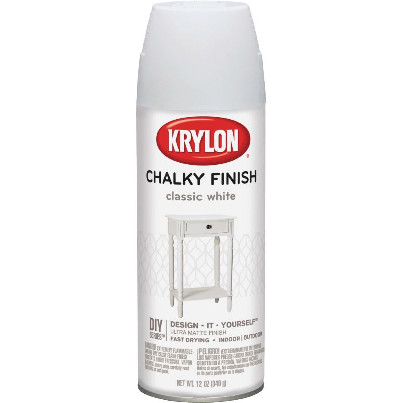 Krylon Chalky Finish Chalk Spray Paint Classic White, 12 Oz.