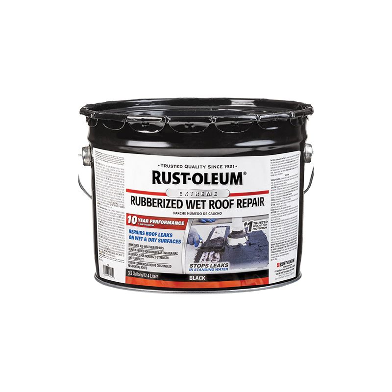 Rust-Oleum 351250 Wet Roof Repair, Black, Liquid, 3.3 gal Black