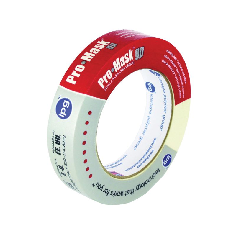 IPG 5101-1 Masking Tape, 60 yd L, 0.94 in W, Crepe Paper Backing, Beige Beige