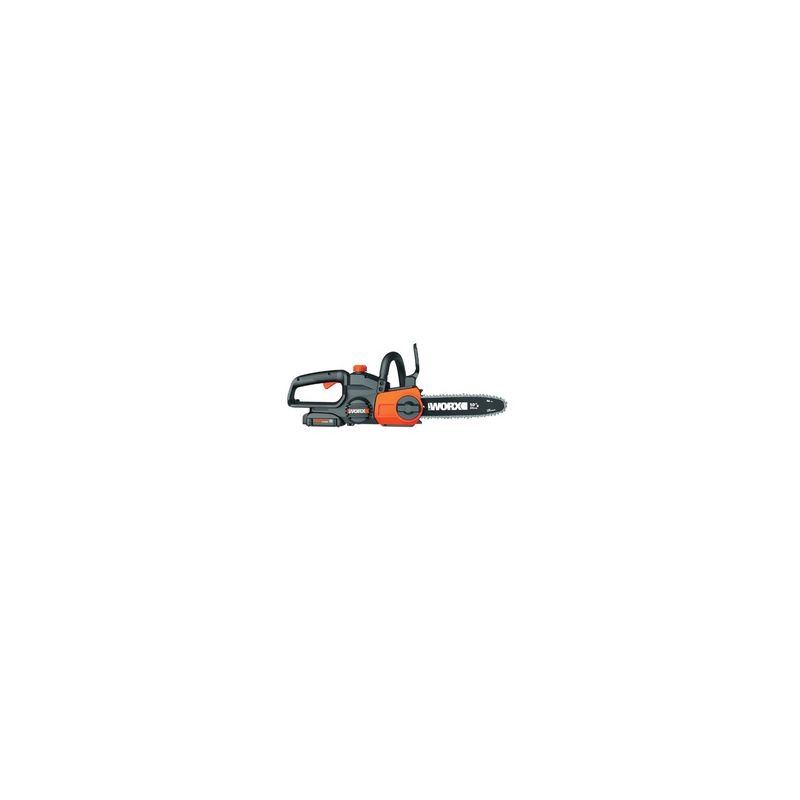 Worx WG322 Auto-Tension Chainsaw, Battery Included, 20 V, 10 in L Bar, 3/8 in Pitch Black