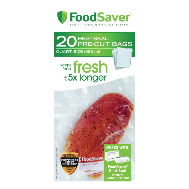 FoodSaver FSFSBF0216-NP Vacuum Seal Bag, 1 qt Capacity, Clear 1 Qt, Clear