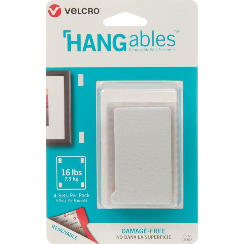 VELCRO Brand Hangables Removable Hook &amp; Loop Strip White