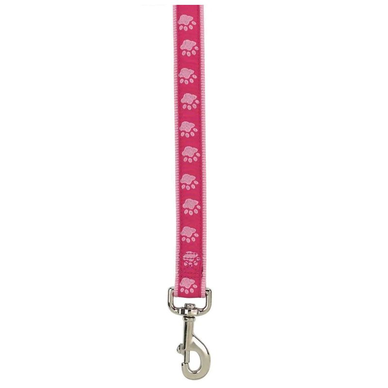 Casual Canine ZA8861 66 75 Two-Tone Pawprint Dog Lead, 6 ft L, 1 in W, Nylon Line, Pink, Fastening Method: Swivel Clip Pink