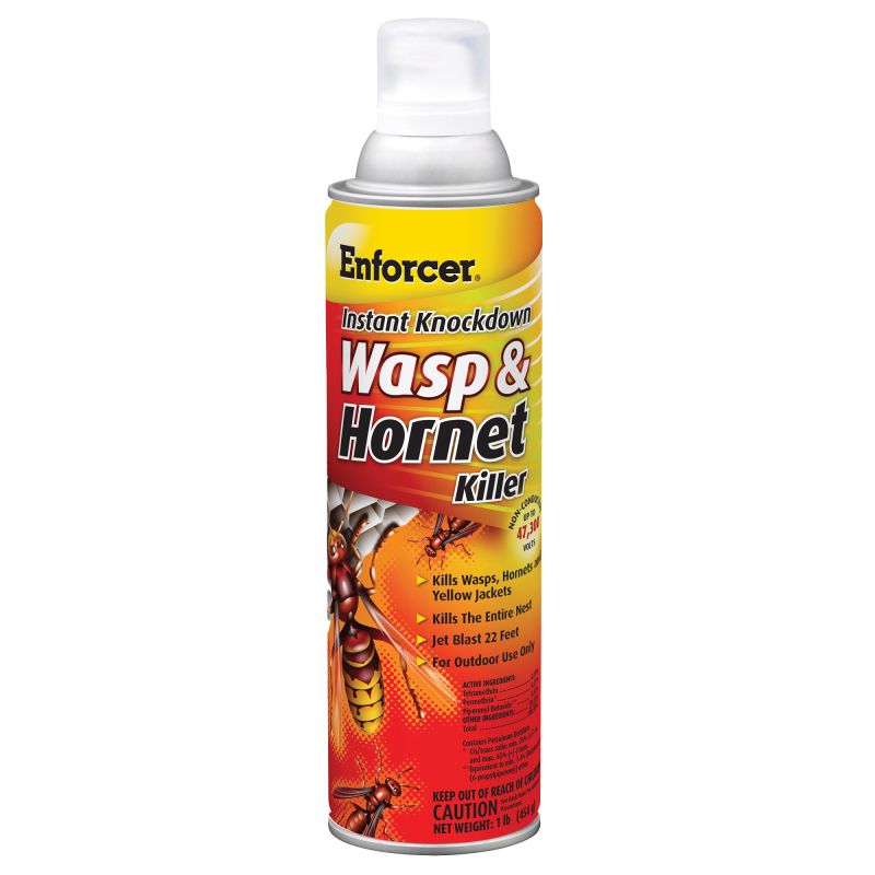 Enforcer EWHIK16 Wasp and Hornet Killer, Gas, Spray Application, 16 oz Aerosol Can Clear/White