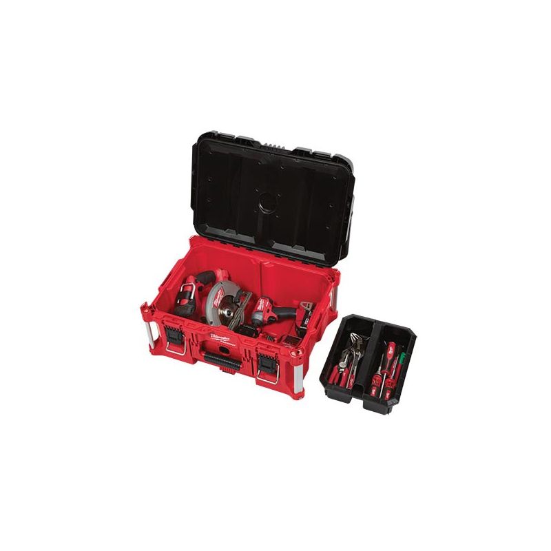 Milwaukee 48-22-8425 Tool Box, 100 lb, Polymer, Red, 22.1 in L x 16.1 in W x 11.3 in H Outside Red