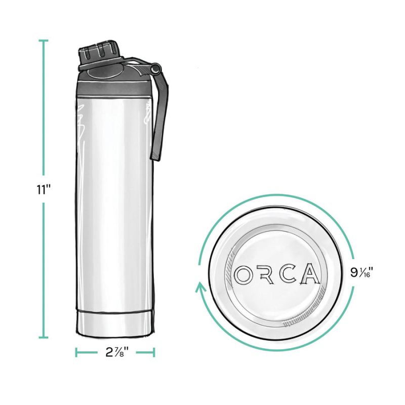 Orca Hydra Series ORCHYD22AZ/AZ/BK Bottle, 22 oz, 18/8 Stainless Steel/Copper, Azure, Powder-Coated 22 Oz, Azure