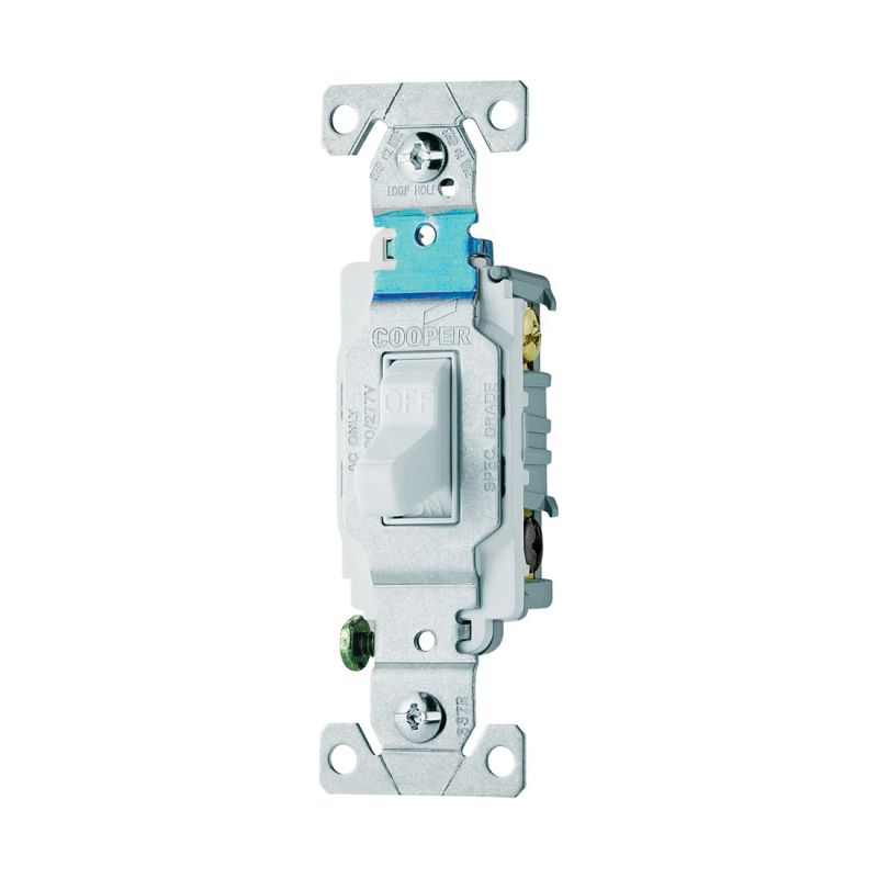 Eaton Wiring Devices CS315W Toggle Switch, 15 A, 120/277 V, 3 -Position, Screw Terminal, Nylon Housing Material White
