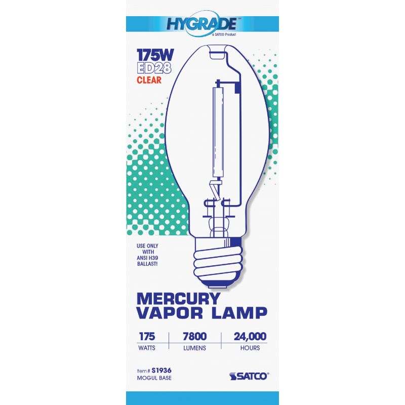 Satco ED28 Mogul Screw Mercury Vapor High-Intensity Light Bulb