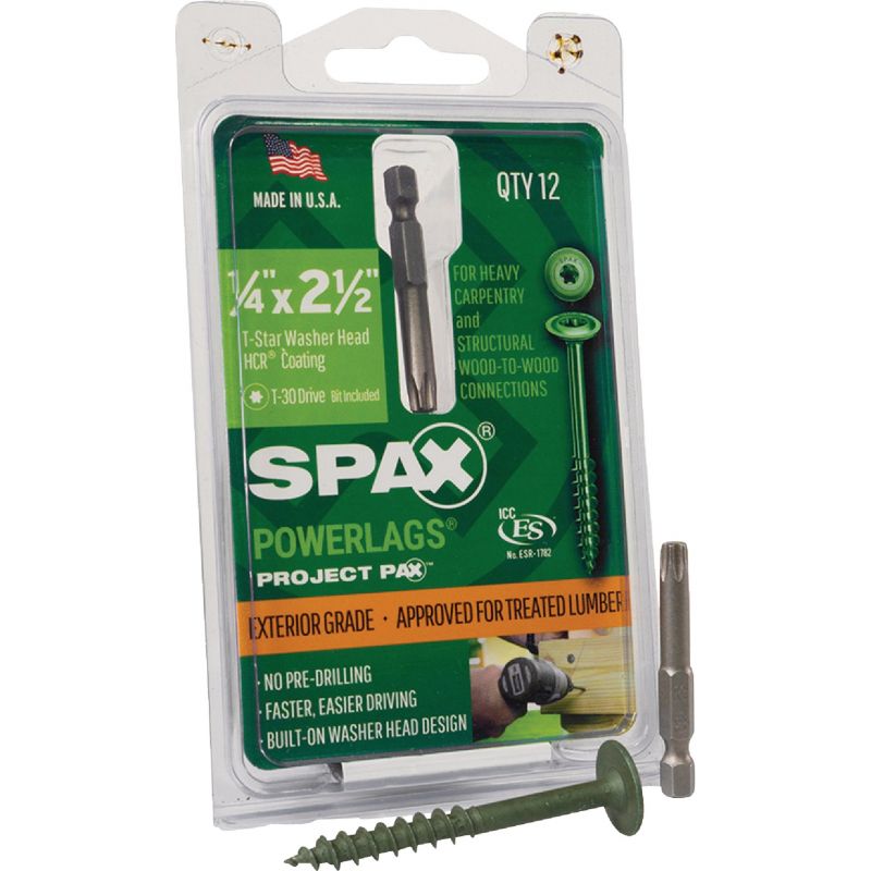 SPAX PowerLags T-Star Washer Head HCR Steel Lag Screws 1/4 In.