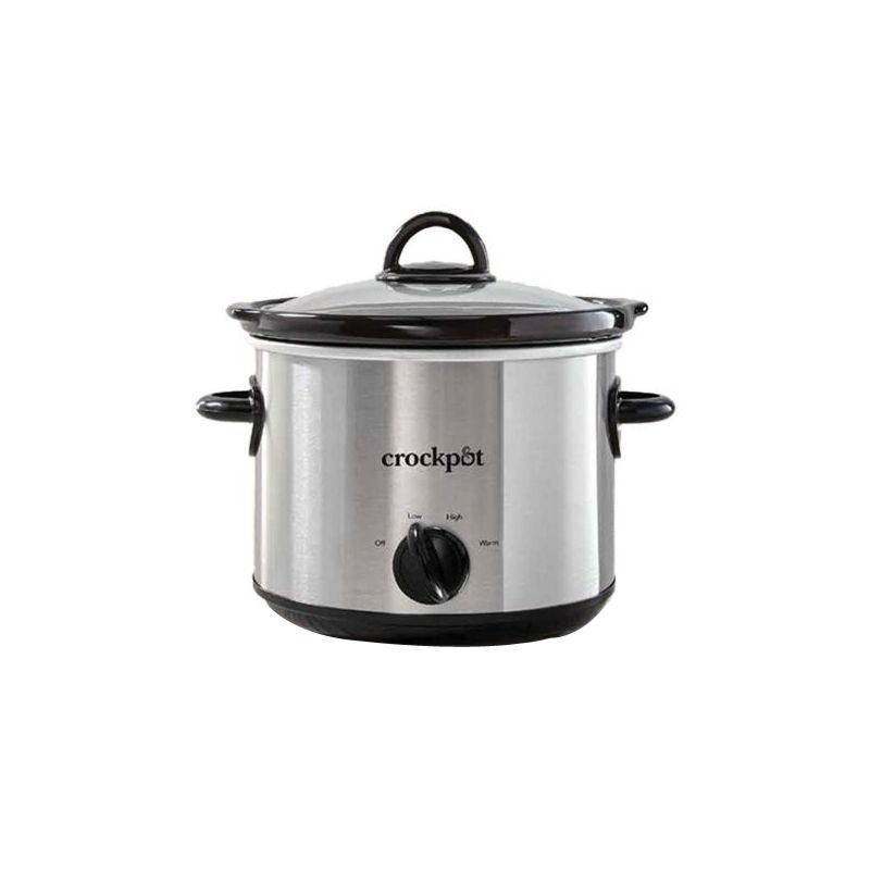 Crock-Pot 2135591 Slow Cooker, 3 qt Capacity, 110 VAC, 3200 W, Manual, Stainless Steel/Stoneware, Silver 3 Qt, Silver