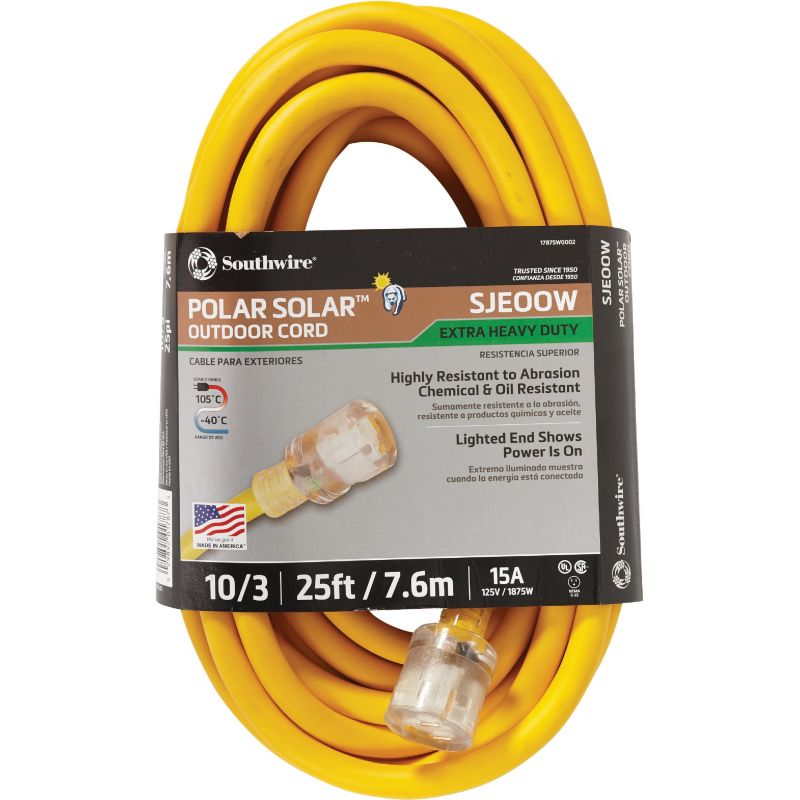 Coleman Cable 10/3 Cold Weather Extension Cord Yellow, 15