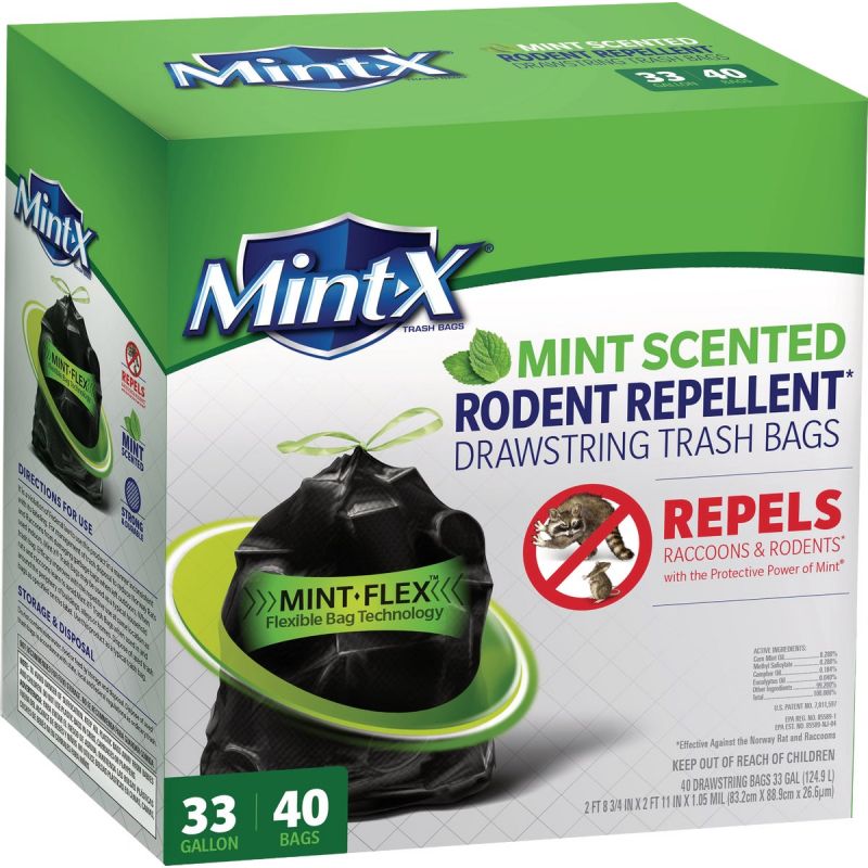 Mint-X Rodent Repellent Trash Bag 33 Gal., Black