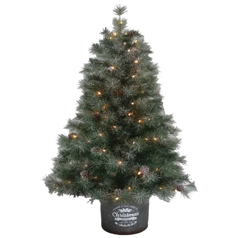 Hometown Holidays 32651 Frosted Tree, 5 ft H, Blue Alps Family, LE 2 Fusible, Mini Light Bulb, Clear Light