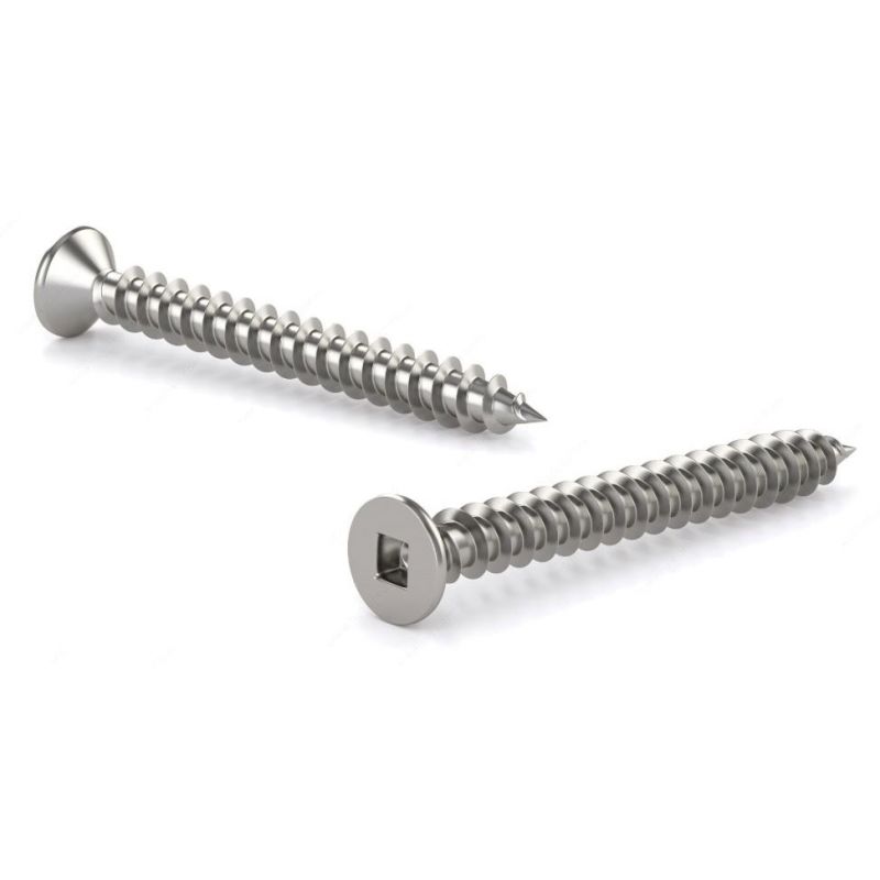 Reliable FKAS102MR Screw, 2 in L, Flat Head, Square Drive, Self-Tapping, Type A Point, Stainless Steel, Stainless Steel