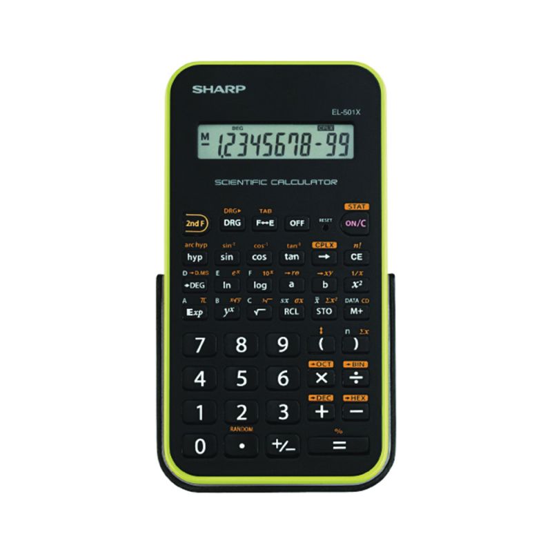 Sharp EL501XBGR Scientific Calculator, Battery, 10 Display, LCD Display, Black/Green Black/Green