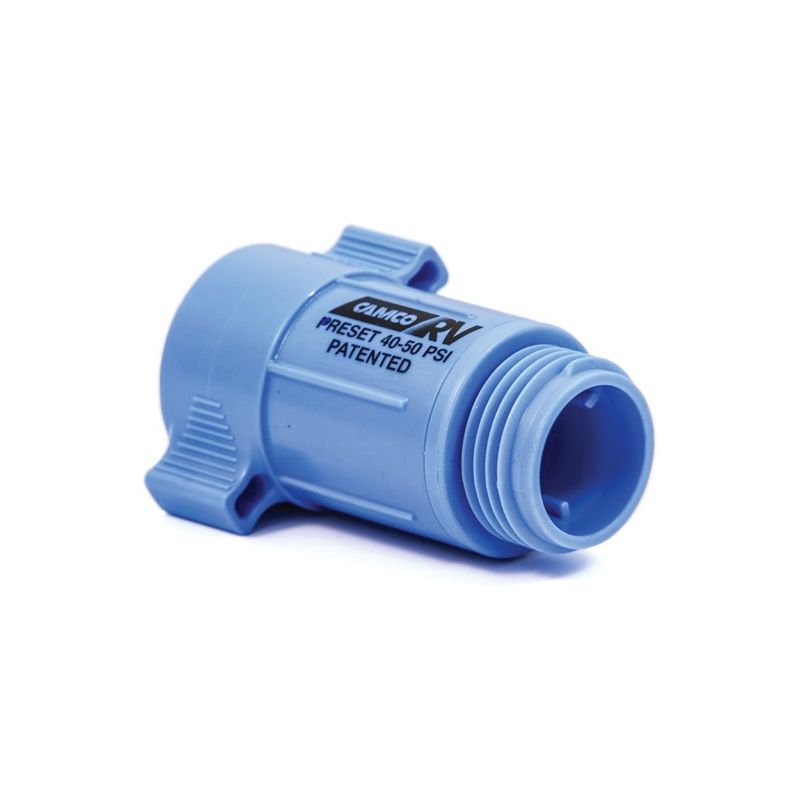 Camco 40143 Water Pressure Regulator, 3/4 in ID, Female x Male, 40 to 50 psi Pressure, ABS, Blue Blue