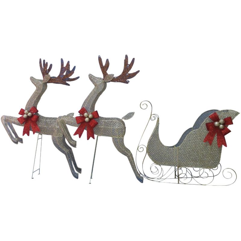 J Hofert Reindeer &amp; Sleigh LED Holiday Figure