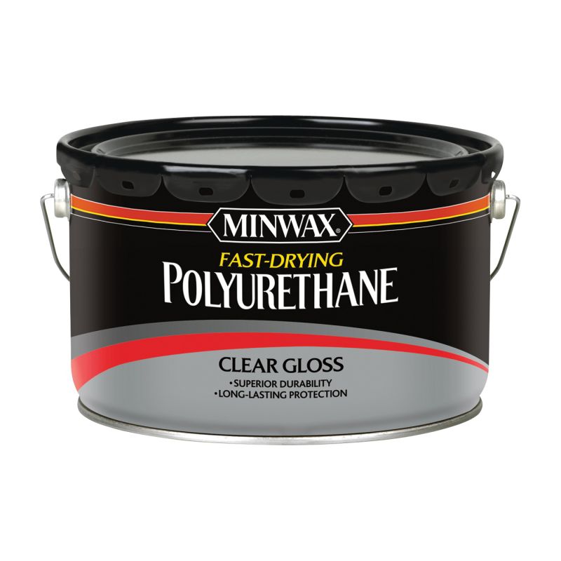 Minwax 71058000 Polyurethane, Gloss, Liquid, Clear, 2.5 gal, Can Clear