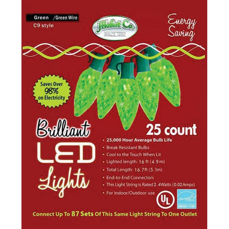 J Hofert Green 25-Bulb C9 LED Light Set