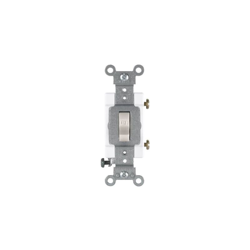 Leviton 1453-2T Switch, 15 A, 120 V, 3 -Position, Push-In Terminal, Thermoplastic Housing Material, Light Almond Light Almond