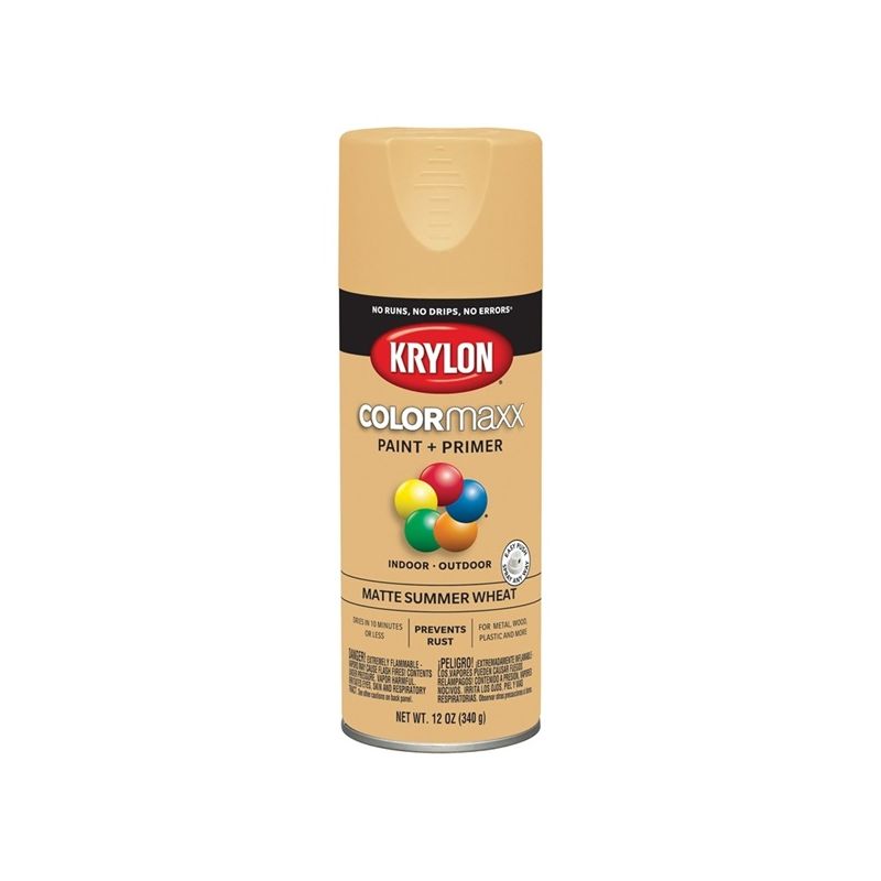 Krylon COLORmaxx K05595007 Spray Paint, Matte, Summer Wheat, 12 oz, Aerosol Can Summer Wheat