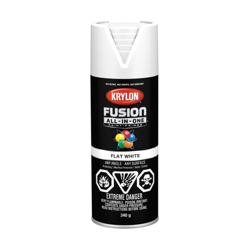 Krylon 427300007 Spray Paint, Flat, White, 12 oz, Can White