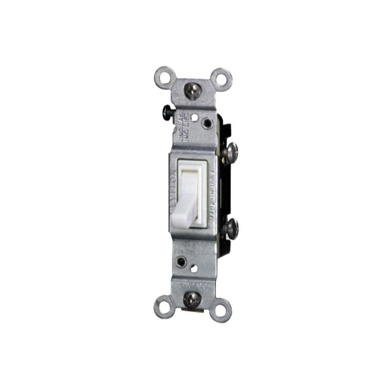 Leviton C22-02651-02W Toggle Switch, 15 A, 120 V, Thermoplastic Housing Material, White White