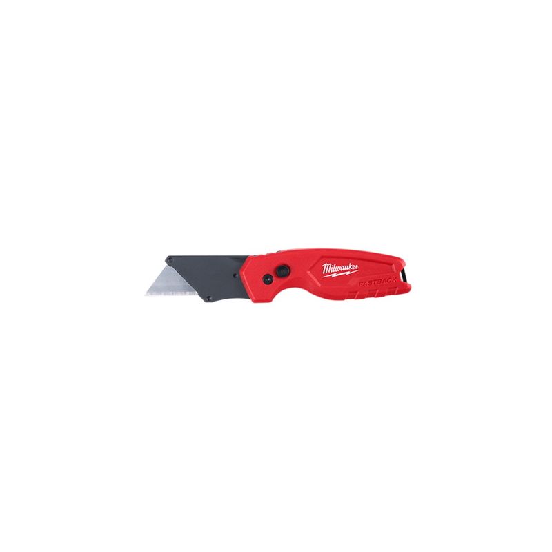 Milwaukee FASTBACK Series 48-22-1500 Compact Utility Knife, 1.27 in L Blade, 0.02 in W Blade, Steel Blade, 1-Blade 1.27 In