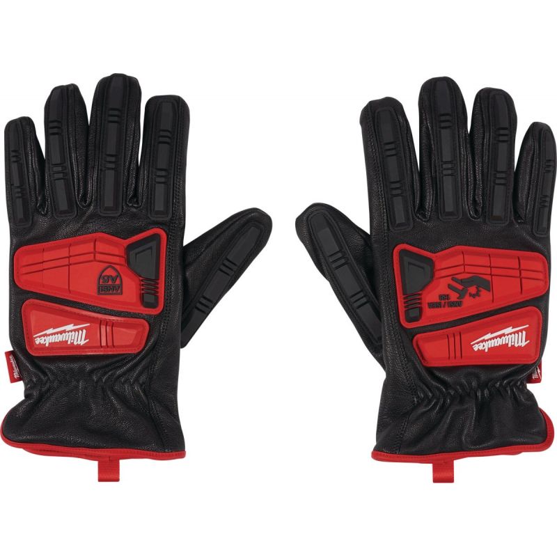 Milwaukee Impact Cut Level 5 Goatskin Leather Work Gloves XL, Red &amp; Black