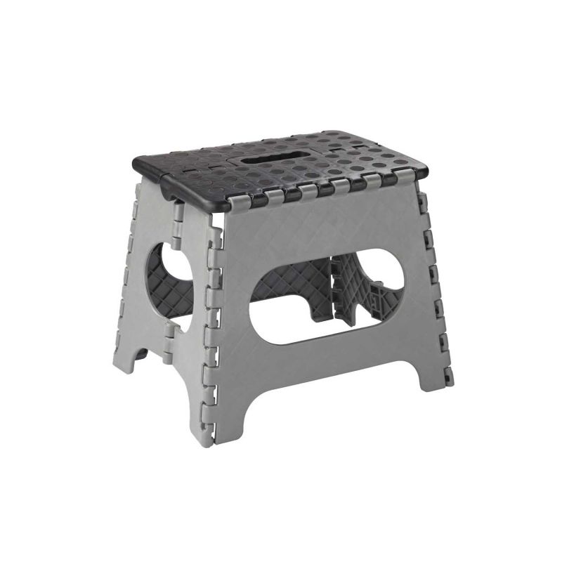 Simple Spaces Folding Step Stool, 10-5/8 in H, 1-Step, 330 lb, Plastic, Black/Gray Black Gray