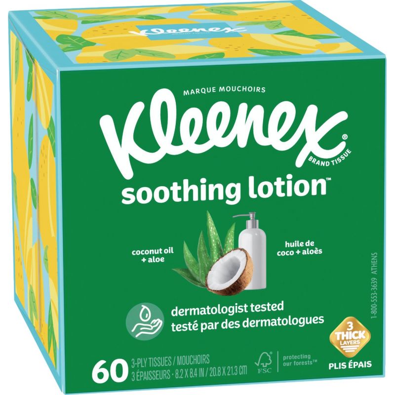 Kleenex Soothing Lotion Facial Tissues 60 Ct., White (Pack of 27)