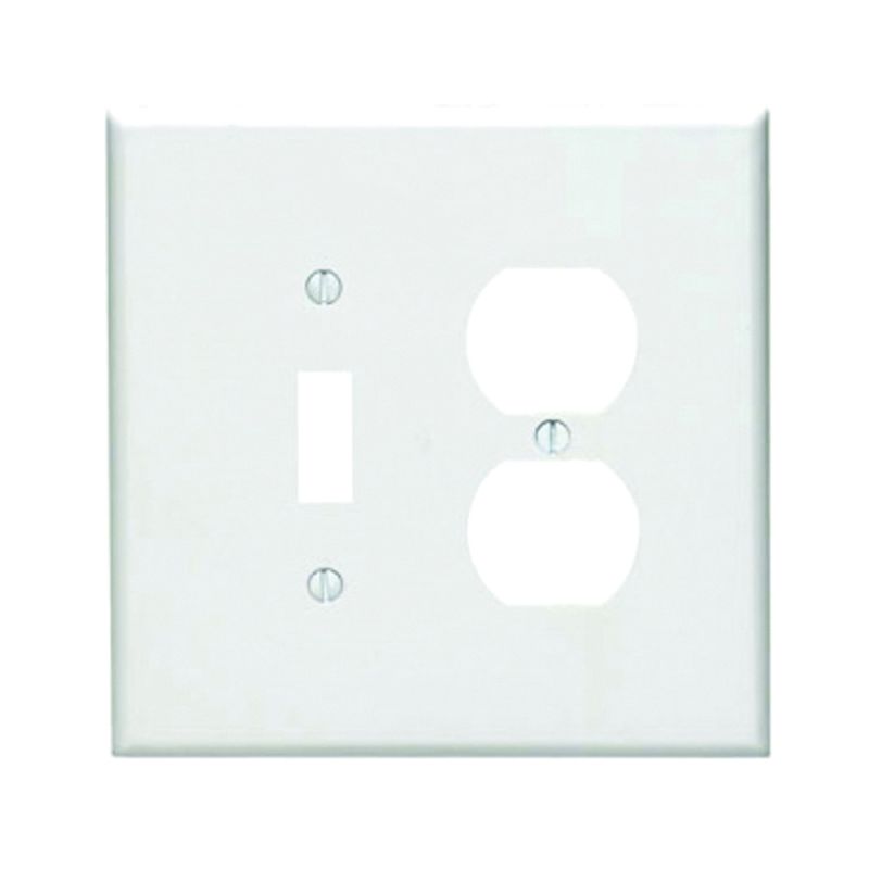 Leviton 88105 Combination Wallplate, 5-1/4 in L, 3-1/2 in W, Oversized, 2 -Gang, Plastic, White, Device Mounting Oversized, White