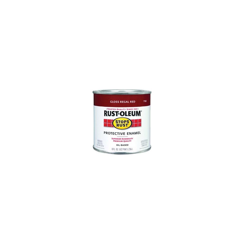 Rust-Oleum Stops Rust 7765730 Enamel Paint, Oil, Gloss, Regal Red, 0.5 pt, Can, 50 to 90 sq-ft/qt Coverage Area Regal Red