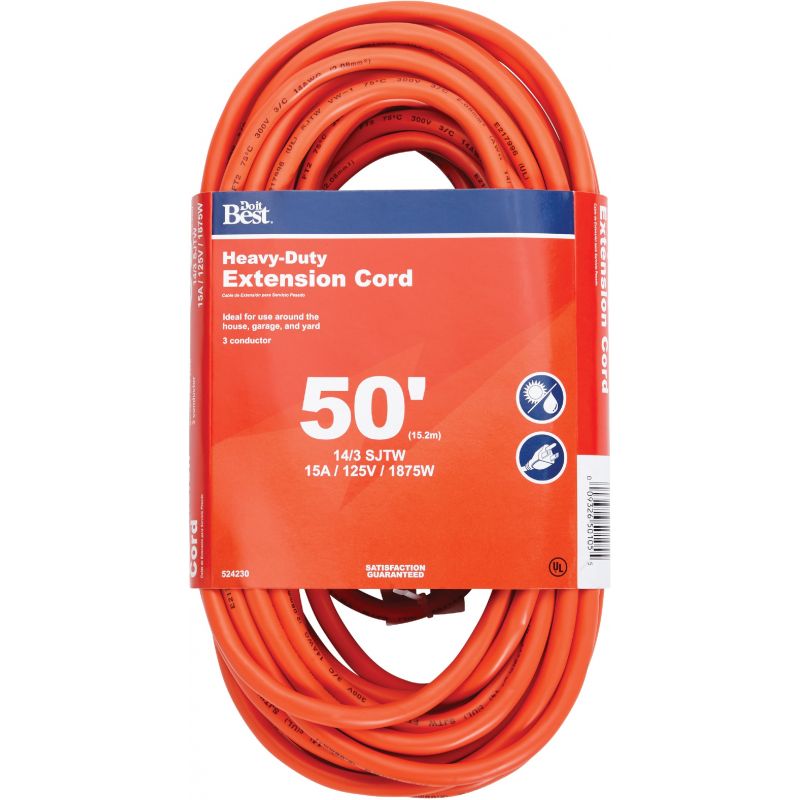 Do it Best 14/3 Heavy-Duty Outdoor Extension Cord Orange, 15