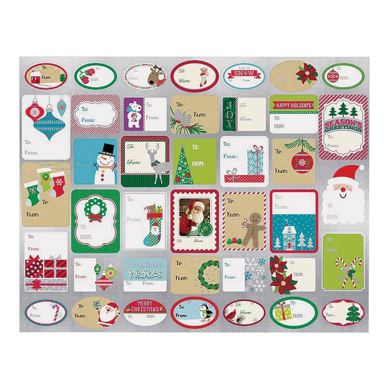 Hometown Holidays IG87436/68113 Sticky Gift Tag, Assorted, Occasions: Christmas, Self Adhesives Gift Tags, Paper