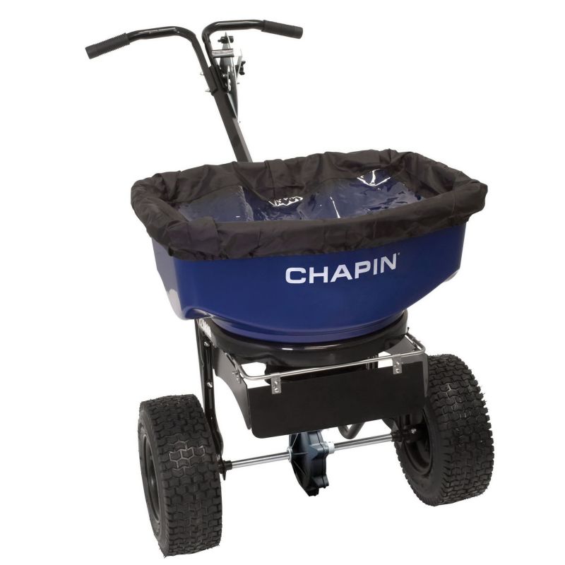 CHAPIN 82088B Professional Sure Spread Salt and Ice Melt Spreader with Baffles, 80 lb Capacity, Poly Hopper 80 Lb