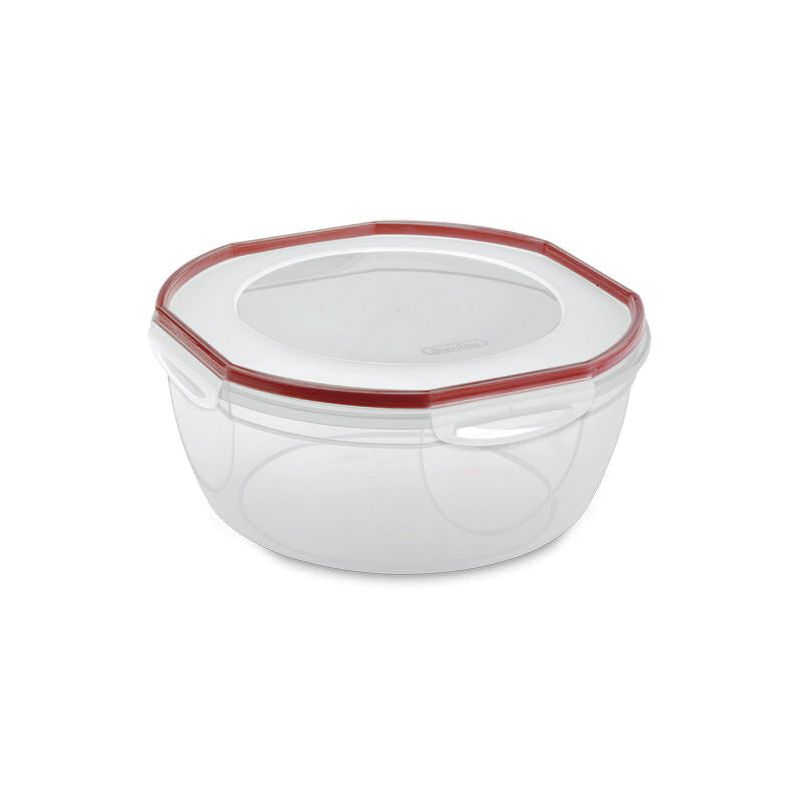 Sterilite Ultra•Seal 03958602 Storage Bowl, 8.1 qt Capacity, Plastic, Clear/Rocket Red, 5-5/8 in Dia, 12 in H 8.1 Qt, Clear/Rocket Red (Pack of 2)
