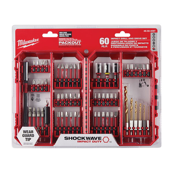Milwaukee SHOCKWAVE Impact Duty Series 48-32-4097 Drill-Drive Set,  60-Piece, All-Purpose, Alloy Steel