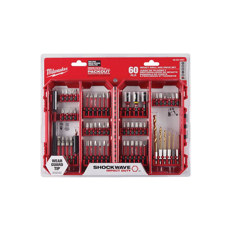 Buy Milwaukee SHOCKWAVE Impact Duty Series 48-32-4097 Drill-Drive Set,  60-Piece, All-Purpose, Alloy Steel