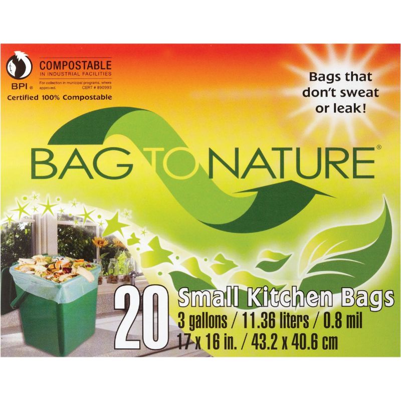 Bag-To-Nature Compostable Trash Bag 3 Gal., Green