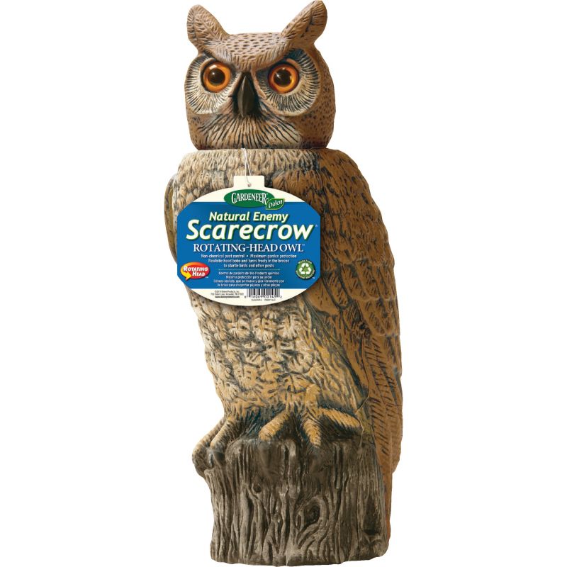 Gardeneer Natural Enemy Scarecrow Rotating-Head Great Horned Owl Pest Deterrent Decoy 18 In. H.