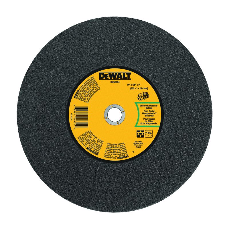 DeWALT DWA8034 Cutting Wheel, 14 in Dia, 1/8 in Thick, 1 in Arbor, Coarse, Silicone Carbide Abrasive