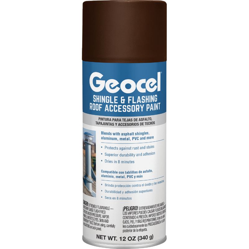 Geocel Shingle &amp; Flashing Roof Accessory Spray Paint Brown, 12 Oz.