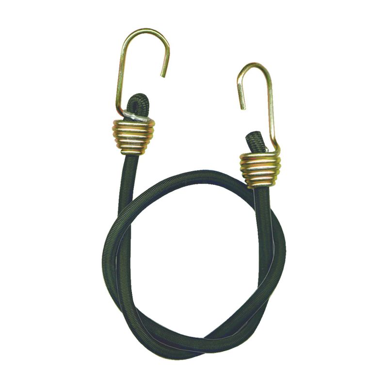 Keeper 06180 Bungee Cord, 13/32 in Dia, 24 in L, Rubber, Black, Hook End Black