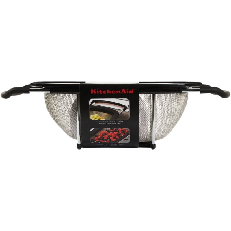 Kitchenaid 7-inch Stainless Steel Mesh Strainer in Black, Dishwasher Safe 
