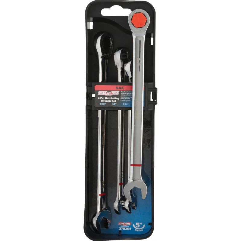 Channellock 4-Piece Ratcheting Combination Wrench Set