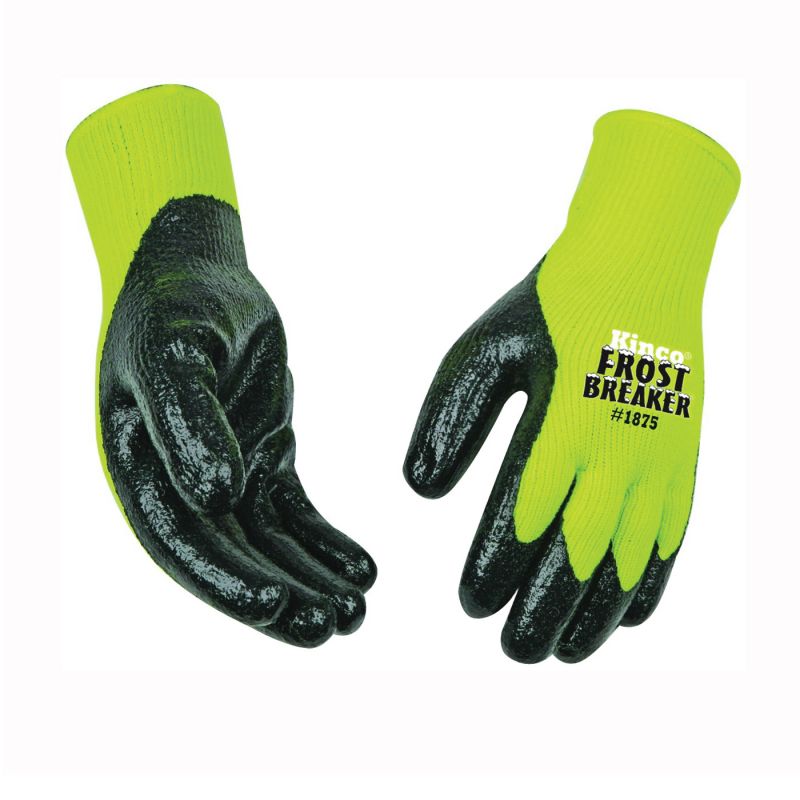 Frost Breaker 1875-L High-Visibility High-Dexterity Protective Gloves, Men&#039;s, L, Keystone Thumb, Knit Wrist Cuff L, Black/Green