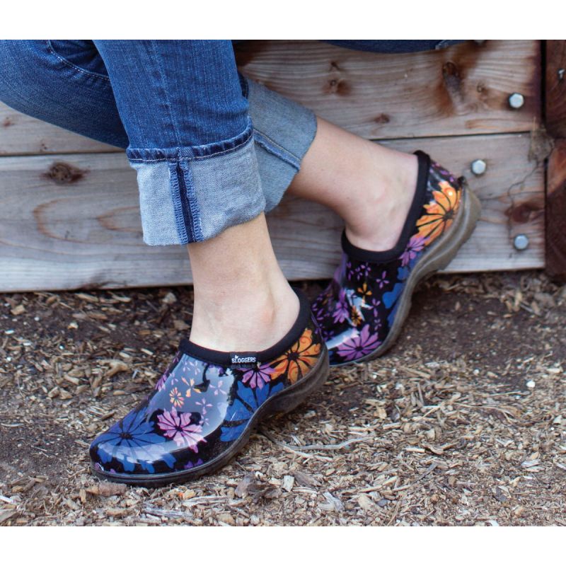 Sloggers Garden Shoe Size 7, Black With Flower Design