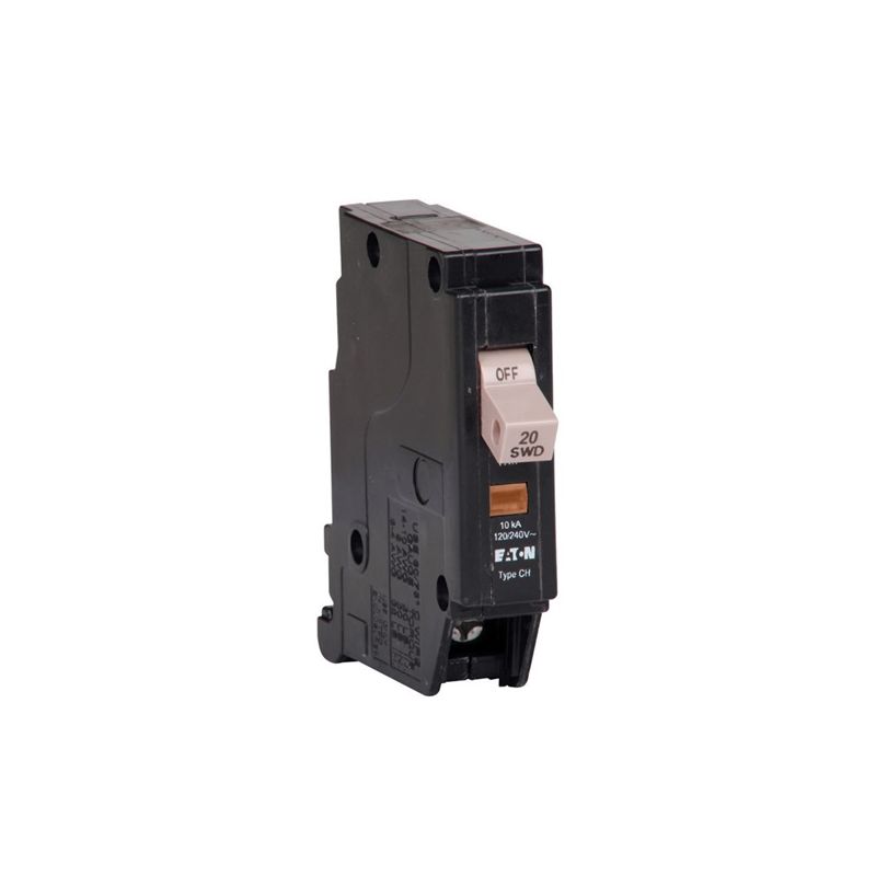 Cutler-Hammer CHF120CS Circuit Breaker with Flag, Mini, Type CHF, 20 A, 1 -Pole, 120/240 V, Common, Fixed Trip