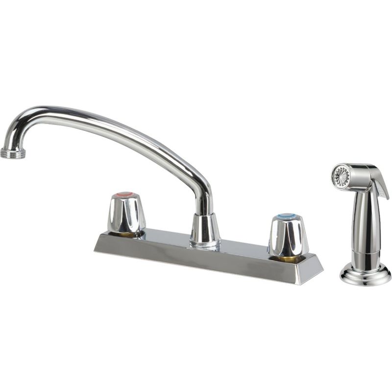 Home Impressions Double Metal Chrome Handle Kitchen Faucet With Sprayer